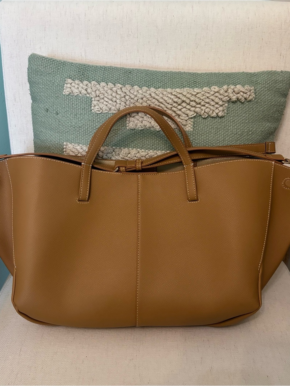 Anthropologie Tan Leather Tote Bag - Picture 3 of 7